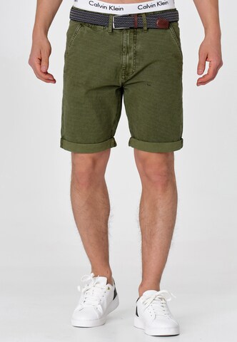 INDICODE JEANS Regular Chino Pants 'Caedmon' in Green: front