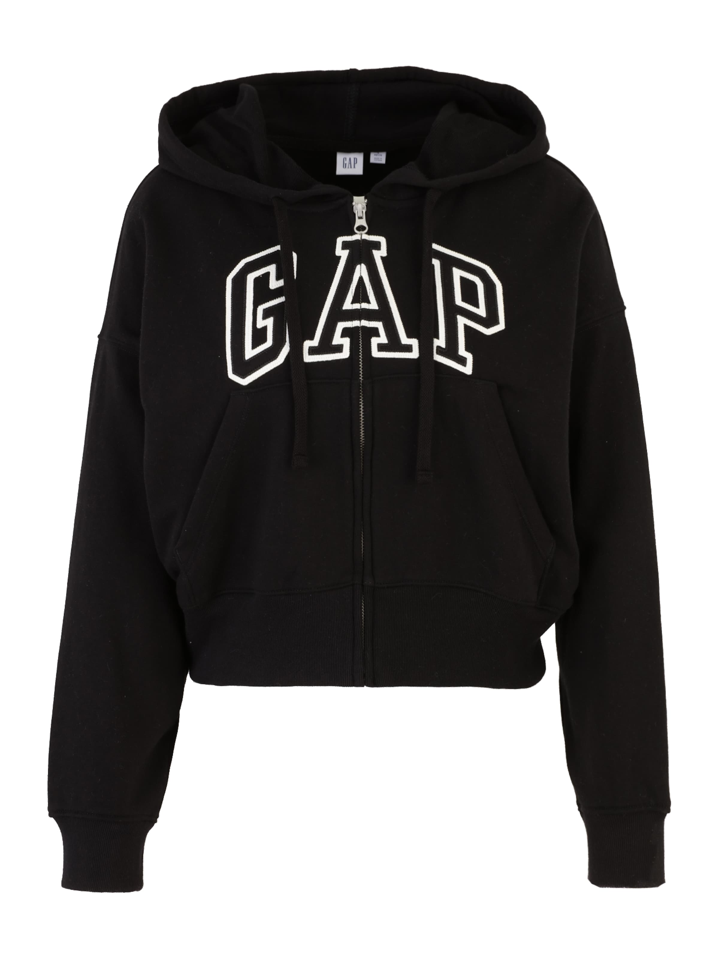 Gap Tall Sweatjacke 'HERITAGE' in Schwarz: Vorderseite
