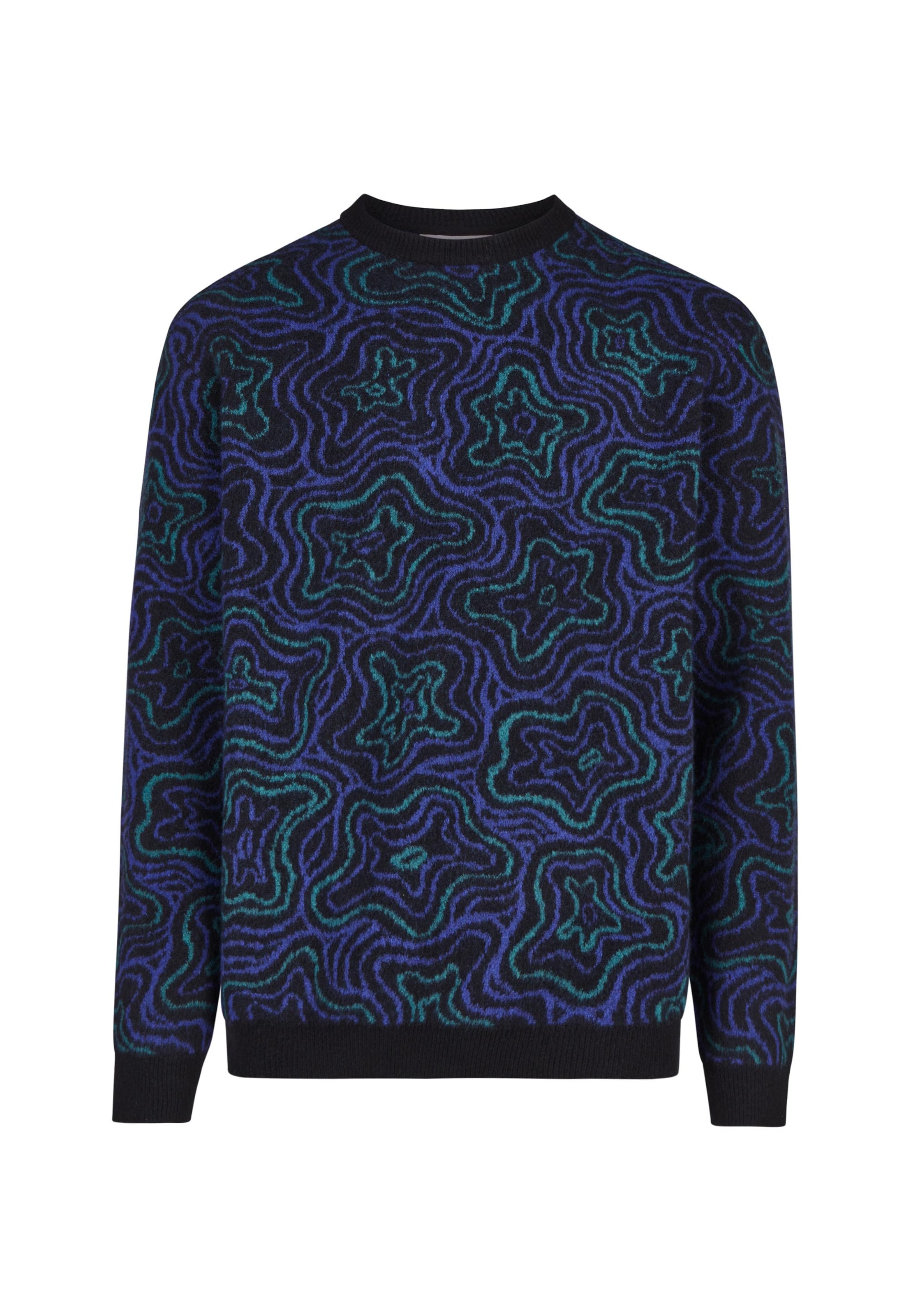 Cleptomanicx Feinstrickpullover 'Scribbles' in Blau: Vorderseite
