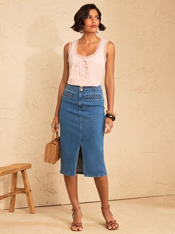 love & roses - Falda en azul