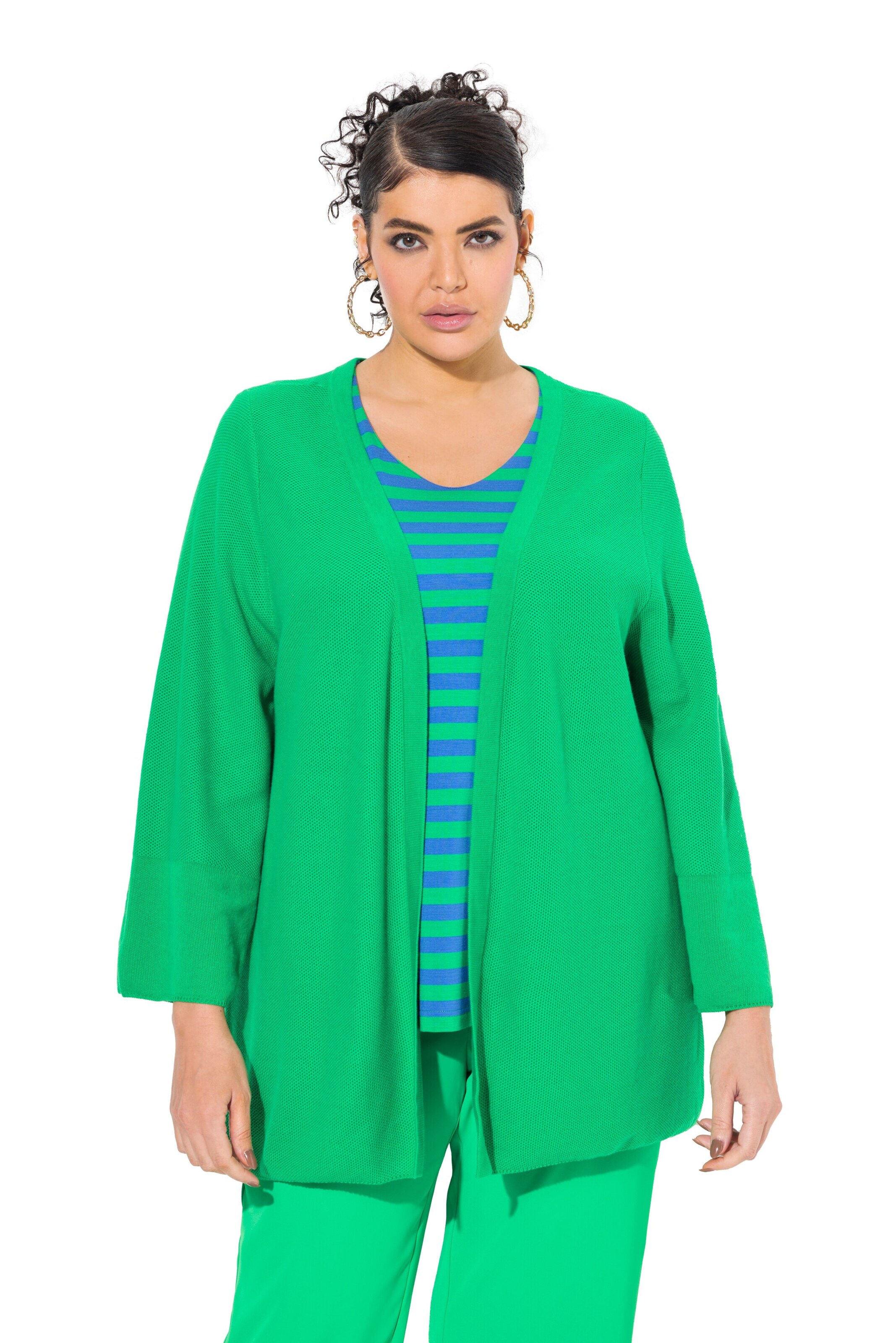 Ulla Popken Gebreid vest in Groen: voorkant