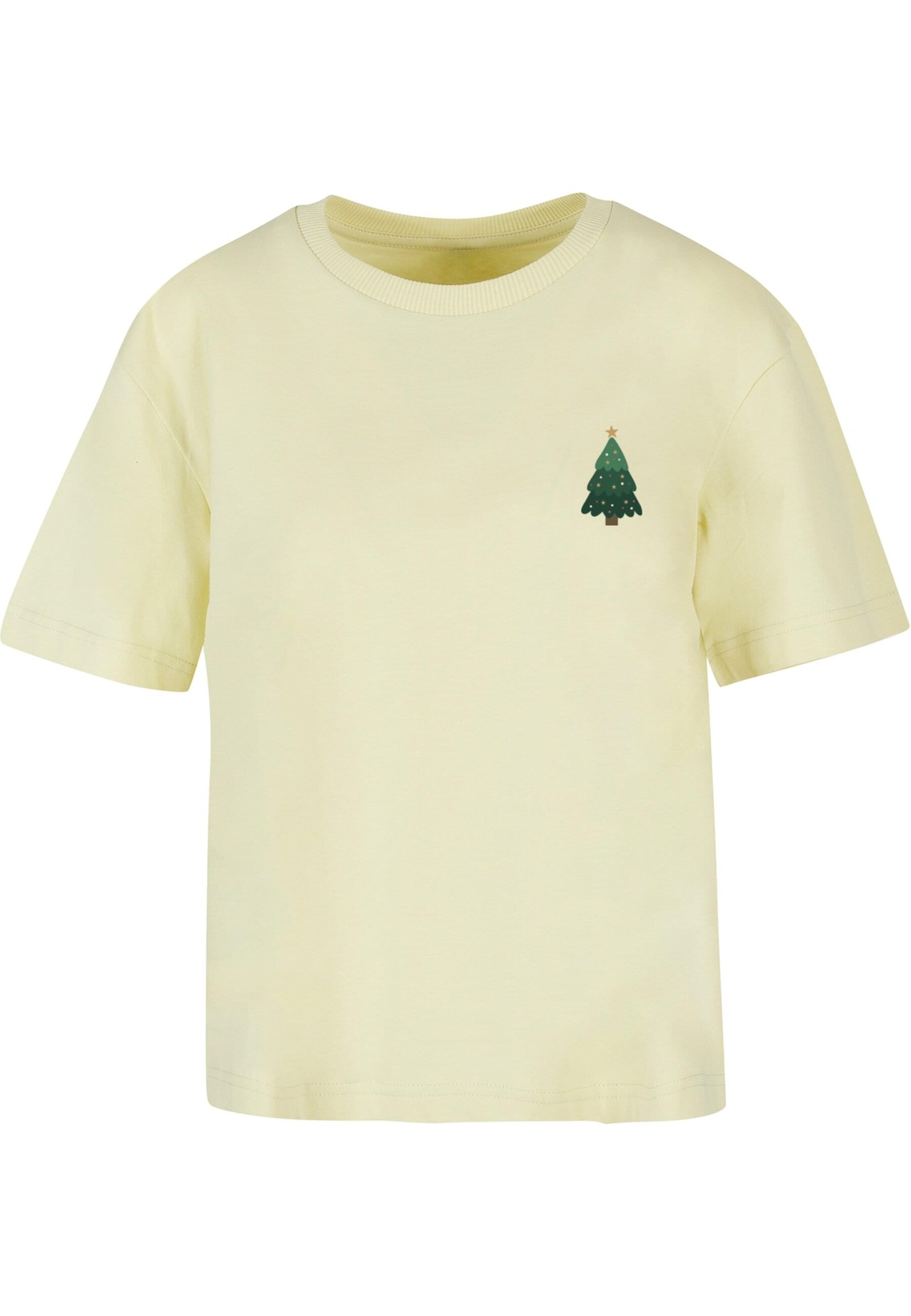 Merchcode Shirt 'Christmas Holly Jolly Mood' in Geel: voorkant