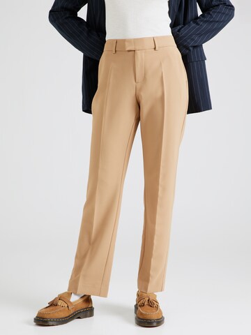 MOS MOSH Regular Pleat-Front Pants in Beige: front