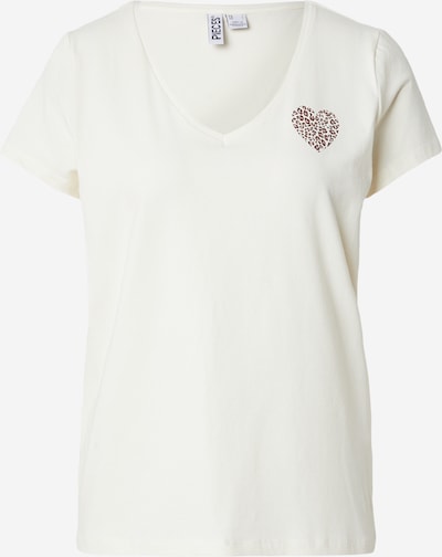 Marškinėliai 'PCNEW BILLY' iš PIECES, spalva – smėlio spalva / ruda / vilnos balta, Prekių apžvalga