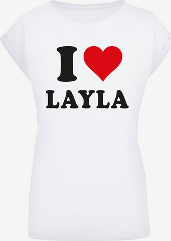 Merchcode Shirt 'I Love Layla' in Wit: voorkant