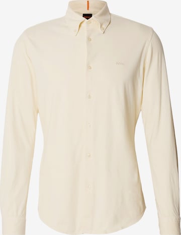 BOSS Slim Fit Hemd 'Myjersey_M' in Beige: Vorderseite