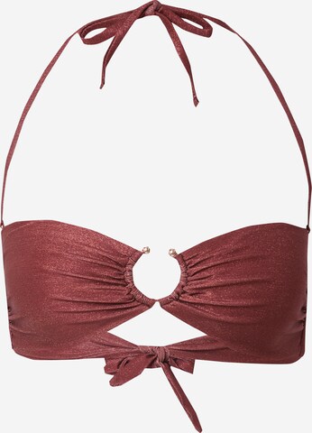 brūns GUESS Bandeau Bikini augšdaļa: no priekšpuses