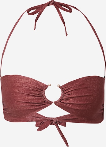 GUESS Bandeau Bikini Top in Brown: front