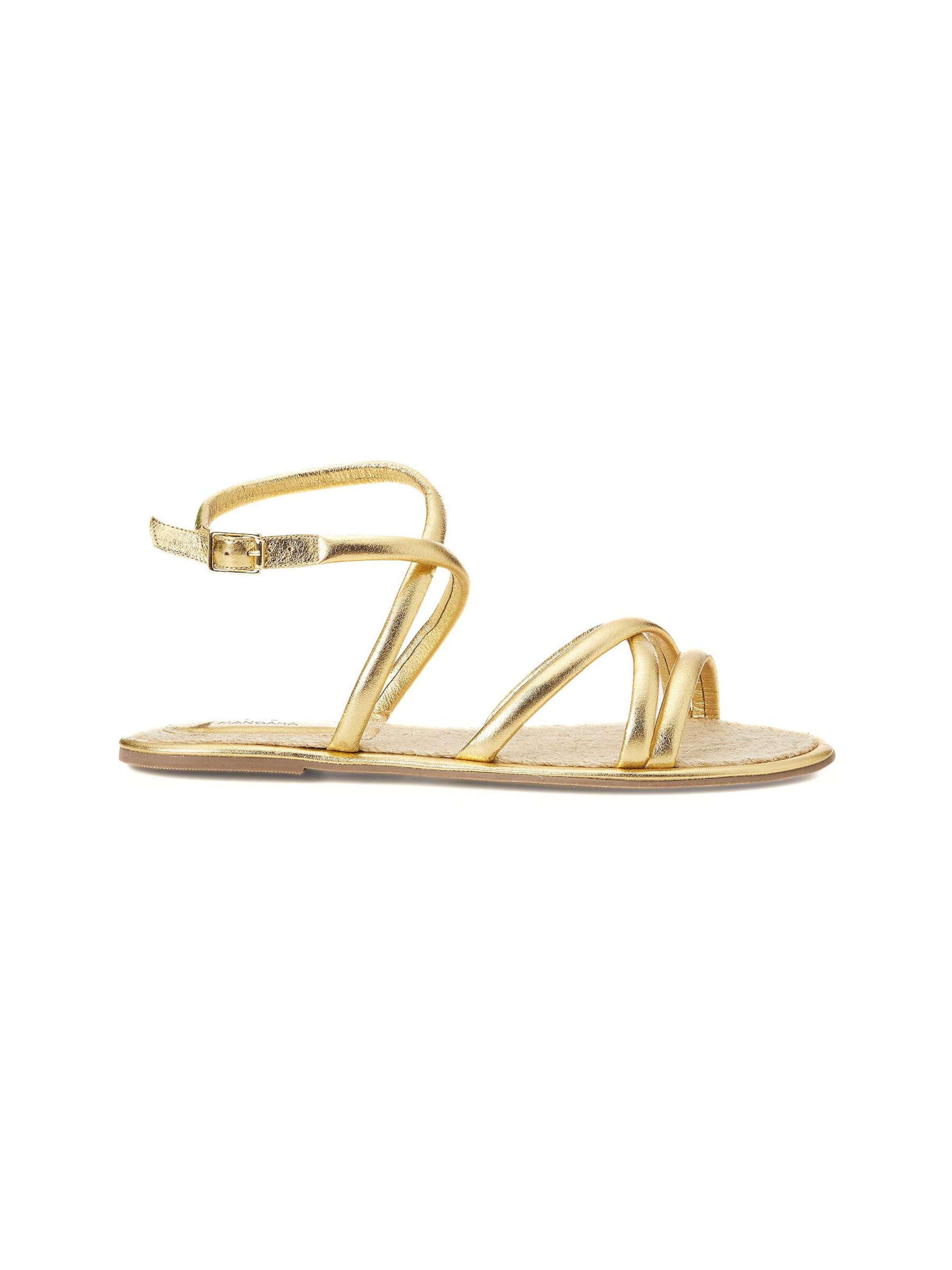 Mangara Atelier Sandalen met riem 'Sandales anginco en cuir doré' in Goud: voorkant