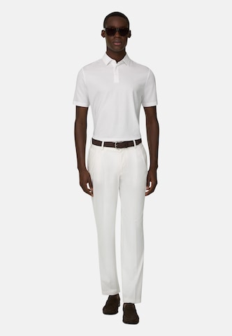 Boggi Milano Úzky strih Chino nohavice 'Cotton and Tencel Trousers' - Biela