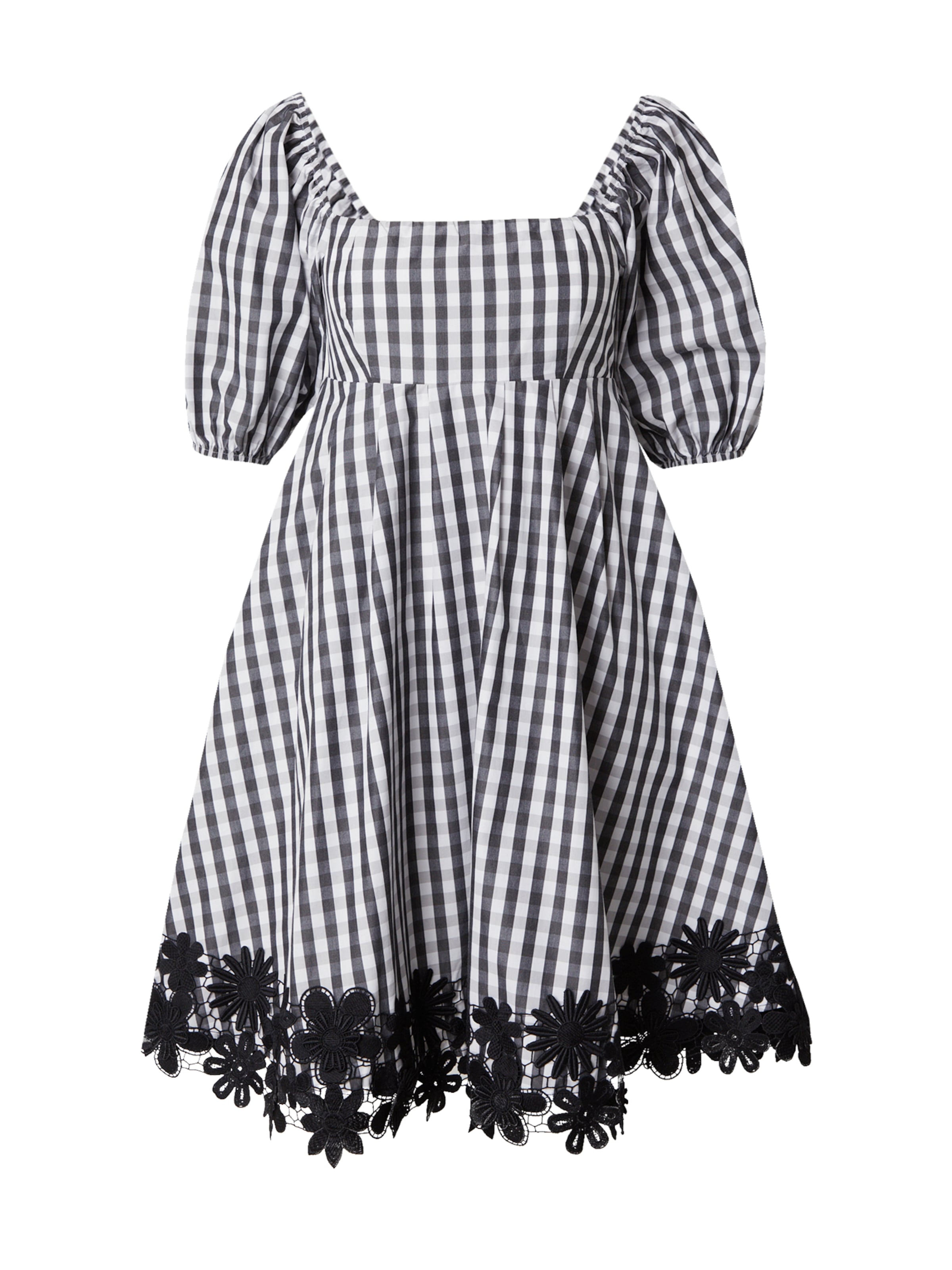 Kate Spade Kleid 'Spring Gingham Puff Sleeve Dress' in schwarz / weiß, Produktansicht