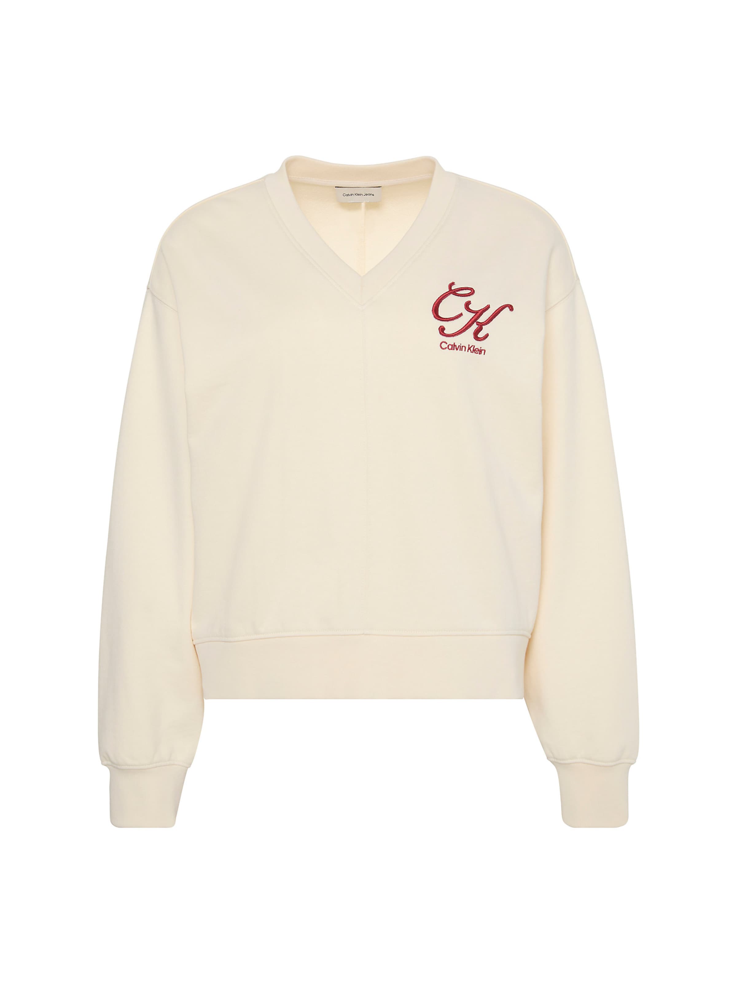 Sweat-shirt Calvin Klein Jeans en beige : devant
