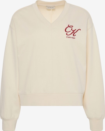 Sweat-shirt Calvin Klein Jeans en beige : devant