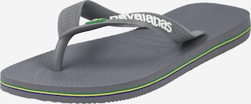 HAVAIANAS T-Bar Sandals 'BRASIL' in Grey: front