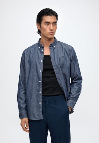 Coupe regular Chemise 'Mill' Kronstadt en bleu : devant