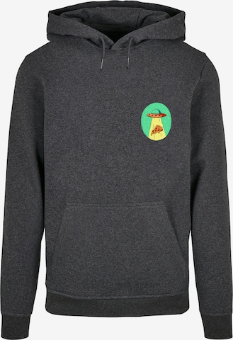 Mister Tee Sweatshirt 'Ufo Pizza' in Grijs: voorkant