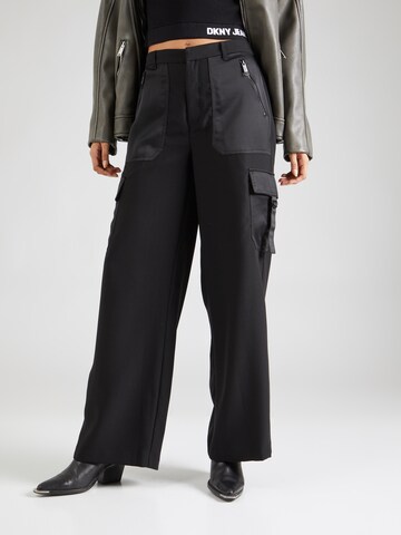 Wide Leg Pantalon cargo DKNY en noir : devant