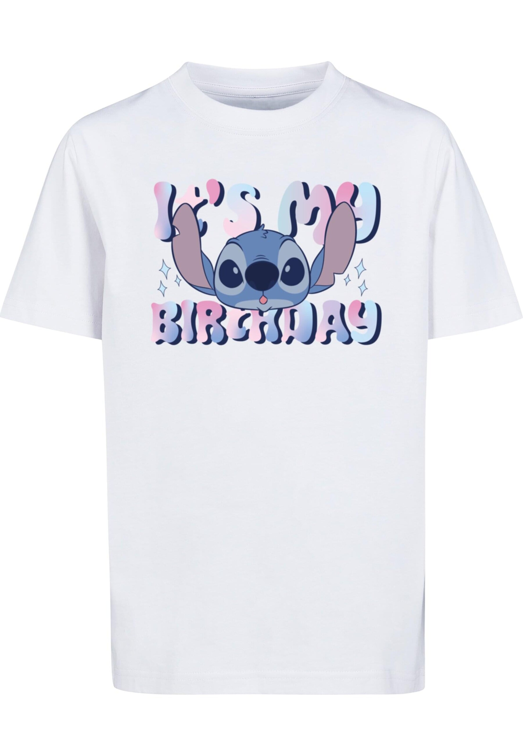 ABSOLUTE CULT Shirt 'Lilo and Stitch - My Birthday' in Wit: voorkant