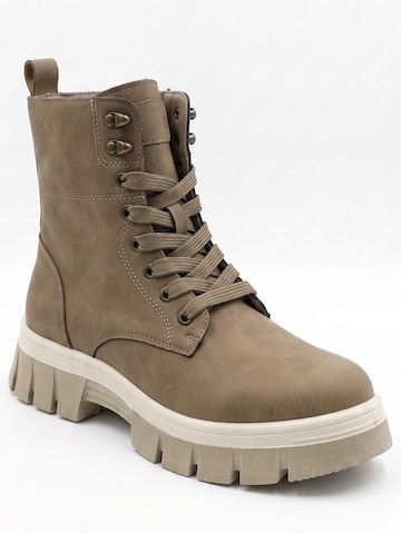 TorWeit Enkellaarsje 'Cool Lace Up Ankle Boots' in Beige: voorkant
