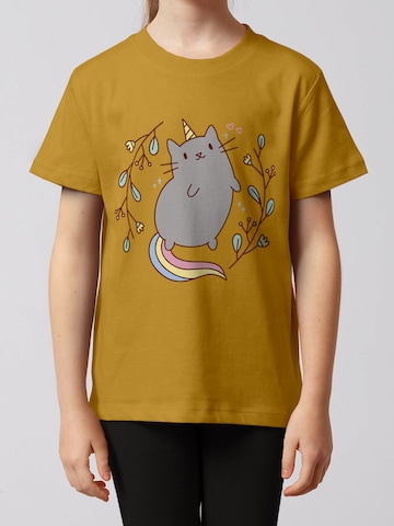 watabout.kids Shirt 'Unicorn Cat' in Geel: voorkant