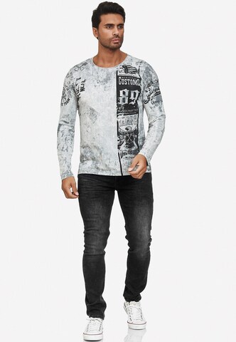 Rusty Neal Langarmshirt mit plakativem Front & Back Print in Grau