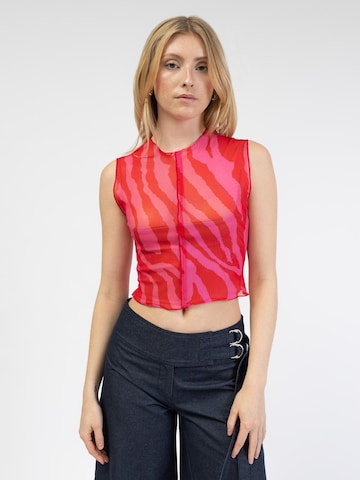 BROKE + SCHÖN Top 'Mesh Top mit gecracktem Muster'‌‌‌‌‌‌ in Pink: Vorderseite