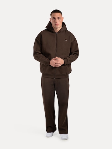 Smilodox Cedrik Basic Zipper Hoodie in Braun