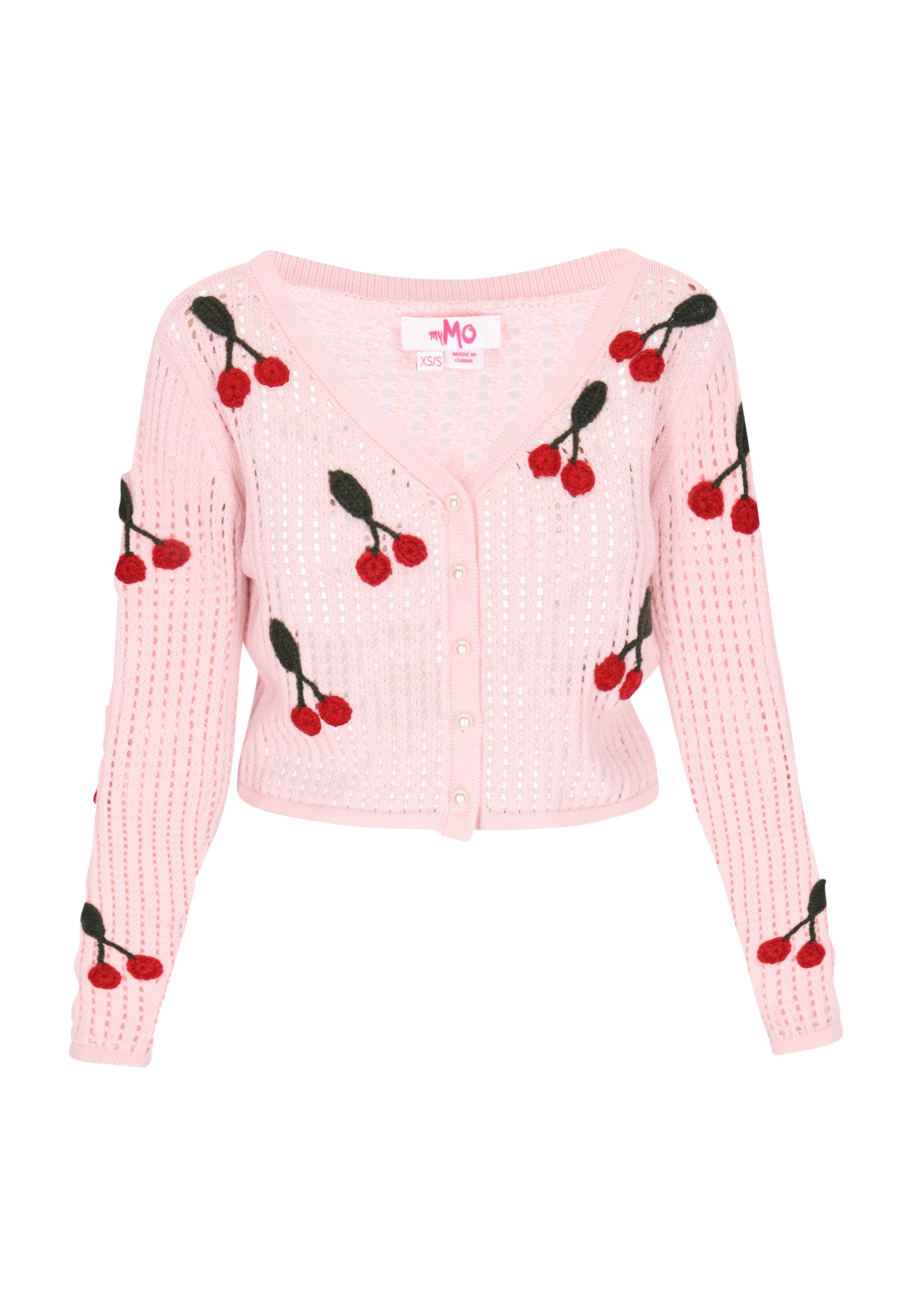 MYMO Neuletakki värissä vaaleanpunainen: etupuoli