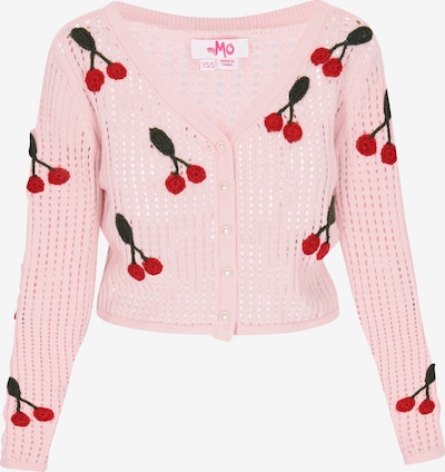 MYMO Neuletakki värissä tummanvihreä / roosa / punainen, Tuotenäkymä