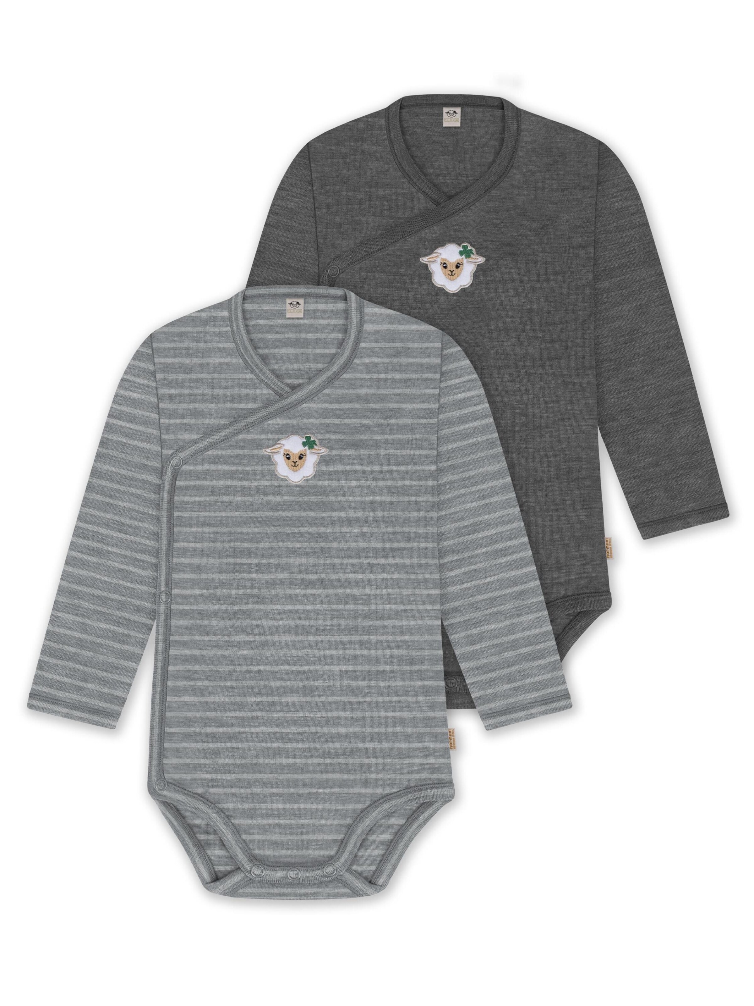 normani Strampler/Body 'Kaitaia' in Grau: Vorderseite