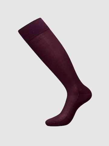 zd ZERO DEFECTS - Calcetines hasta la rodilla 'Mercerized cotton knee socks' en rojo: frente