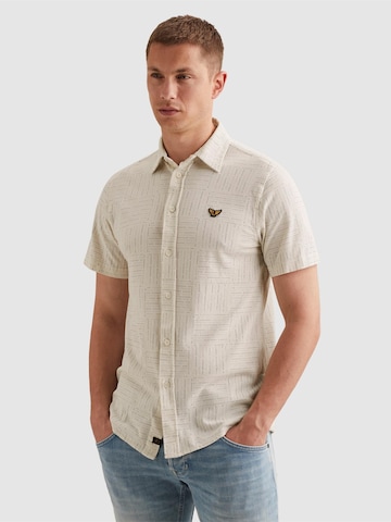 PME Legend Skjorta 'Shirt with allover print and short sleeves' i vit: framsida