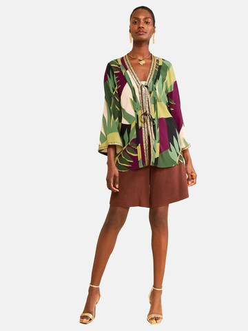 love & roses Kimono in Groen: voorkant