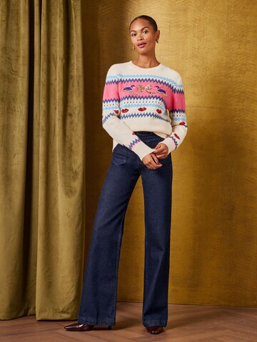 Pull-over love & roses en beige
