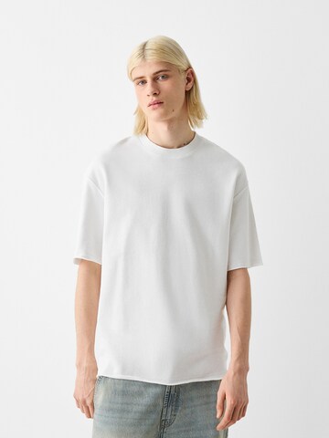 Sweat-shirt Bershka en blanc : devant