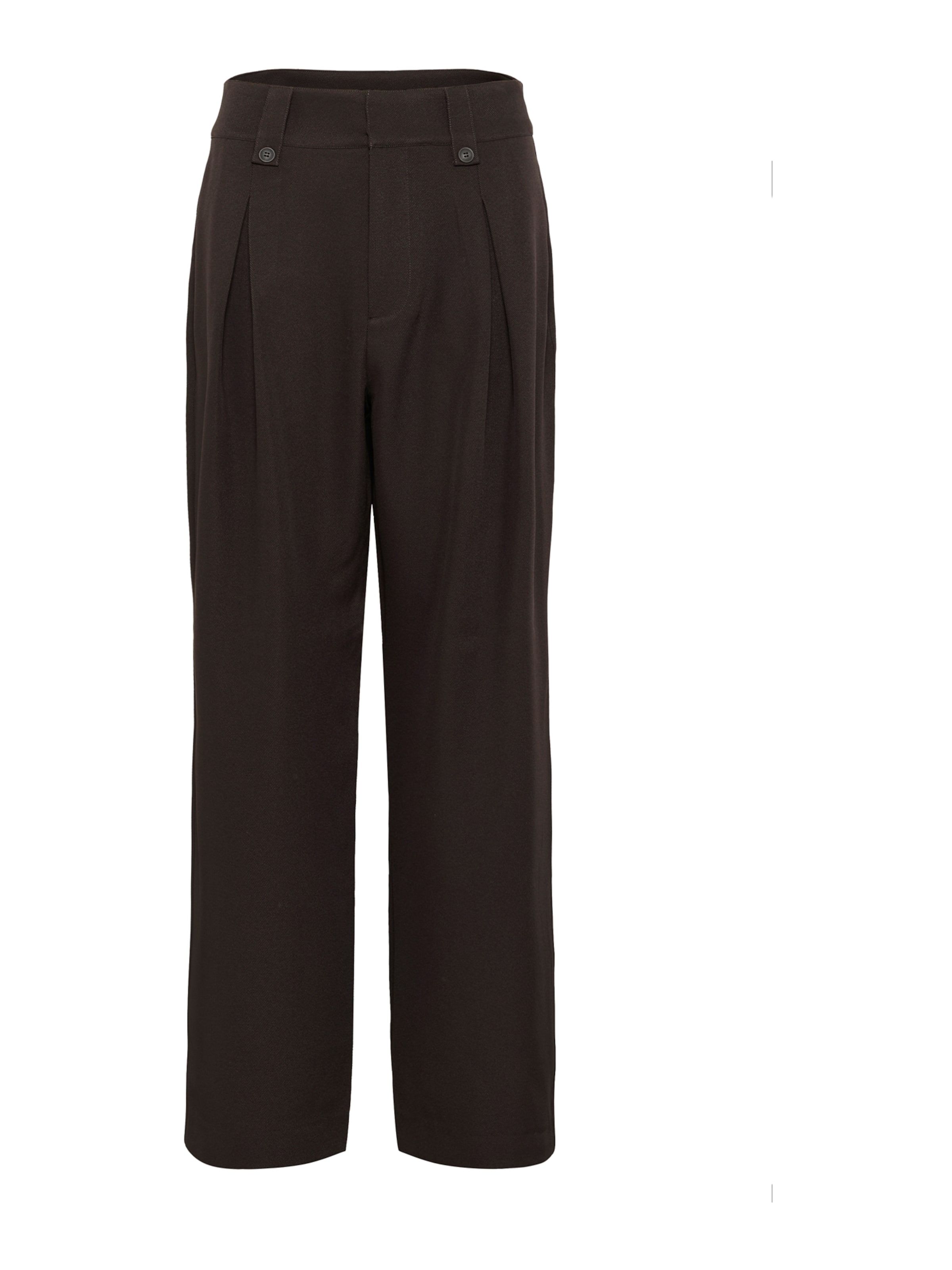 My Essential Wardrobe Wide leg Παντελόνι με τσάκιση σε καφέ: μπροστά