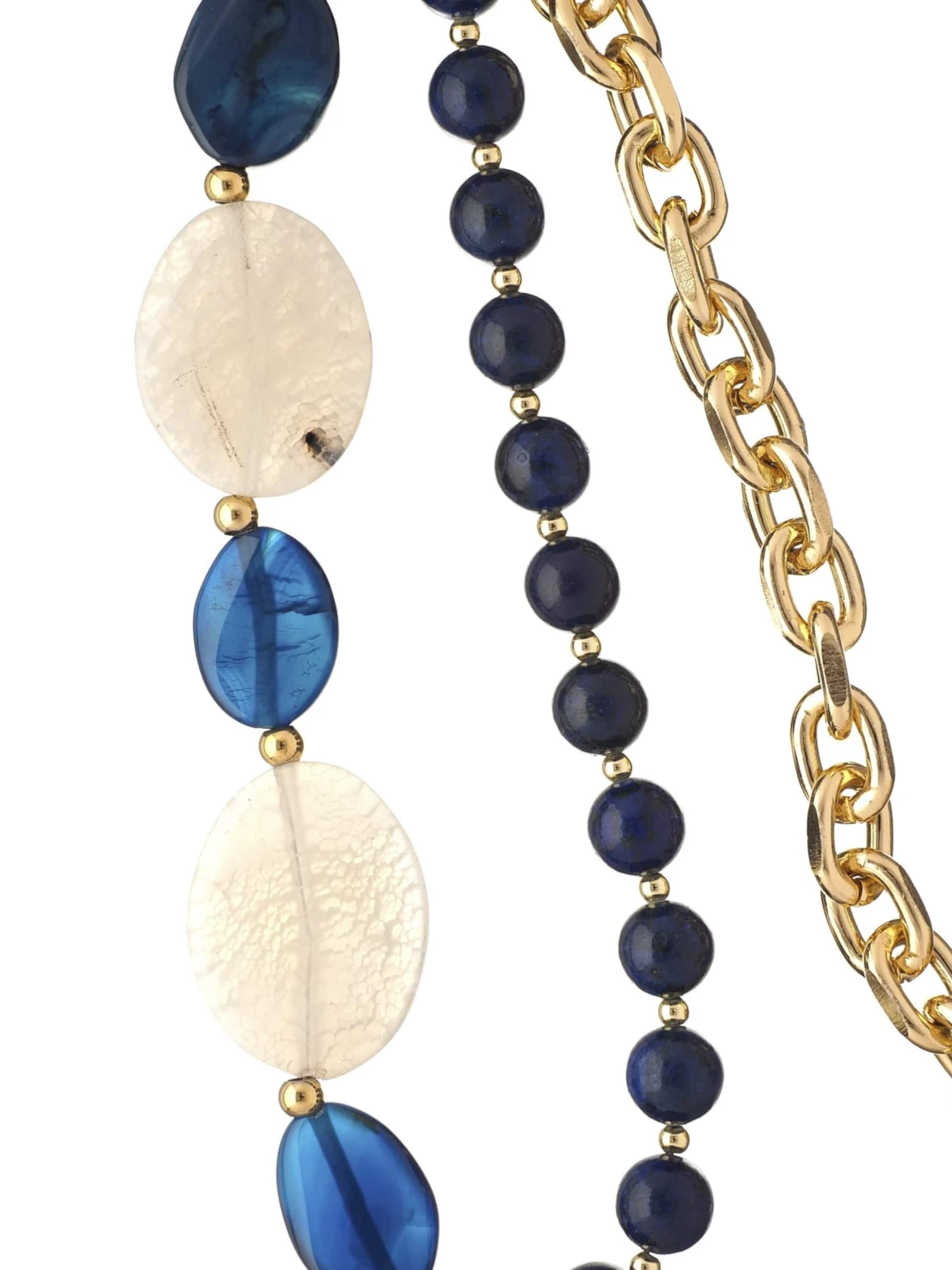 THE GEM STORIES JEWELRY - Cadena 'Blue Lapis Necklace with Agate Stones and chain' en azul