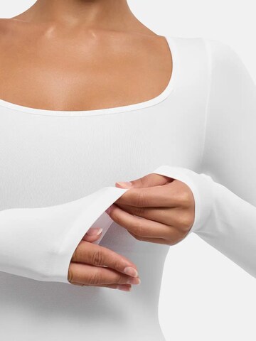 Body modelant 'Clean Longsleeve Squareneck Sculpting Bodysuit with Slip' cfab en blanc