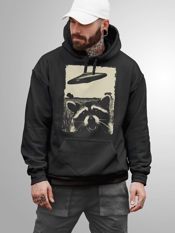 Neverless Sweatshirt 'Ufo Waschbär' in Black