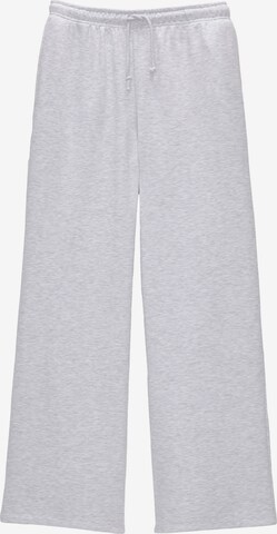 Wide Leg Pantalon Pull&Bear en gris : devant