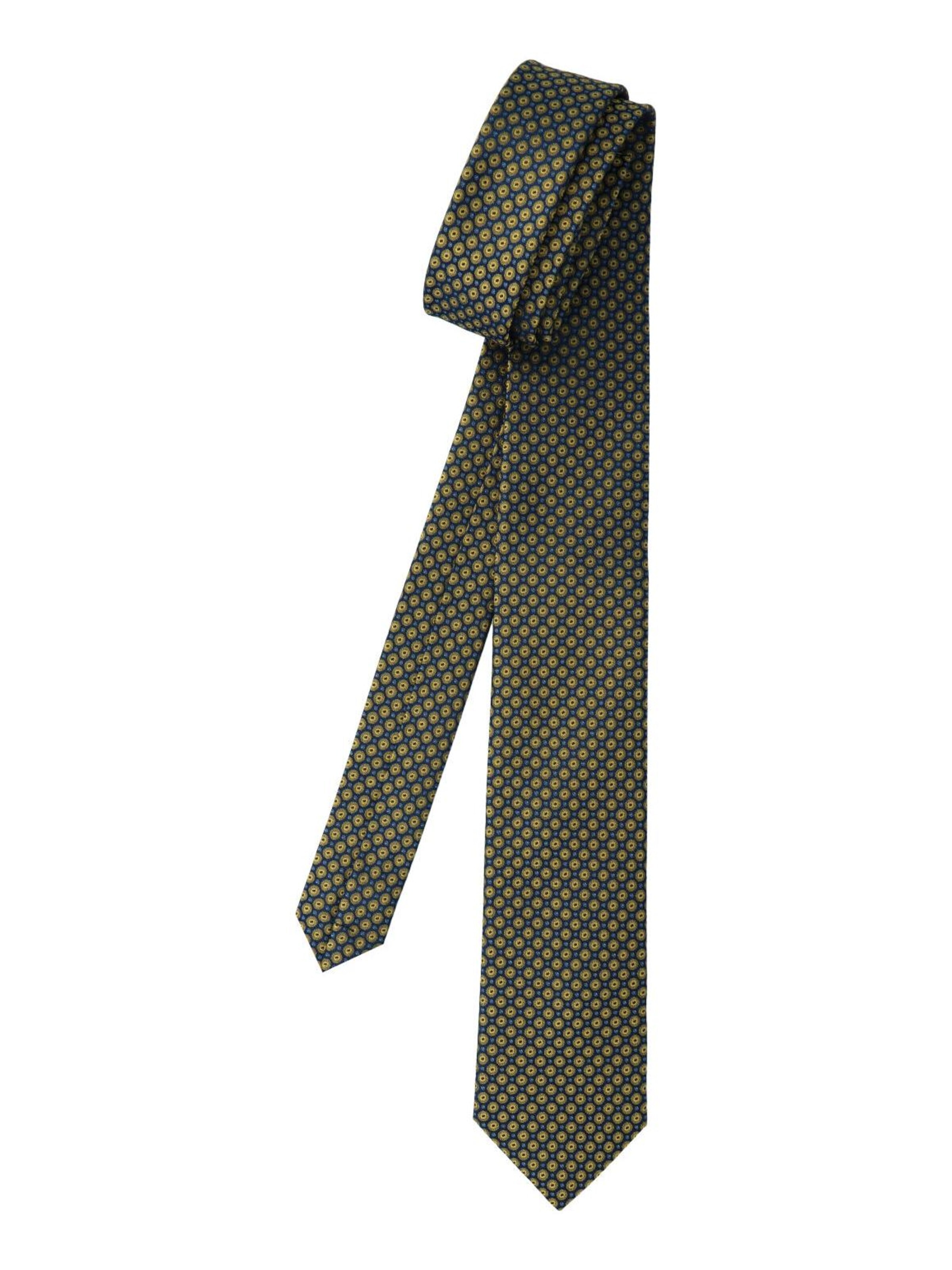 WILLEN Tie 'Kleinmuster Marine' in Yellow