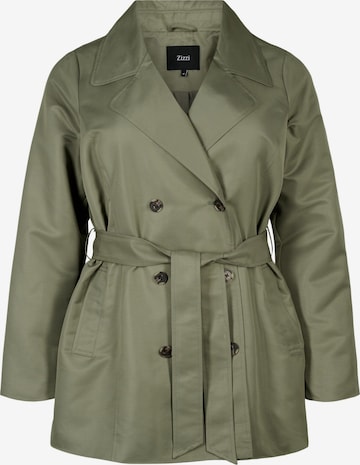 Zizzi Between-Seasons Coat 'Caselin' in Green: front