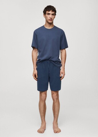 MANGO MAN Short Pajamas 'Rustic' in Blue: front