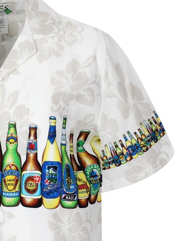 KY's Regular fit Overhemd 'Bierflaschen Brustdruck' in Wit