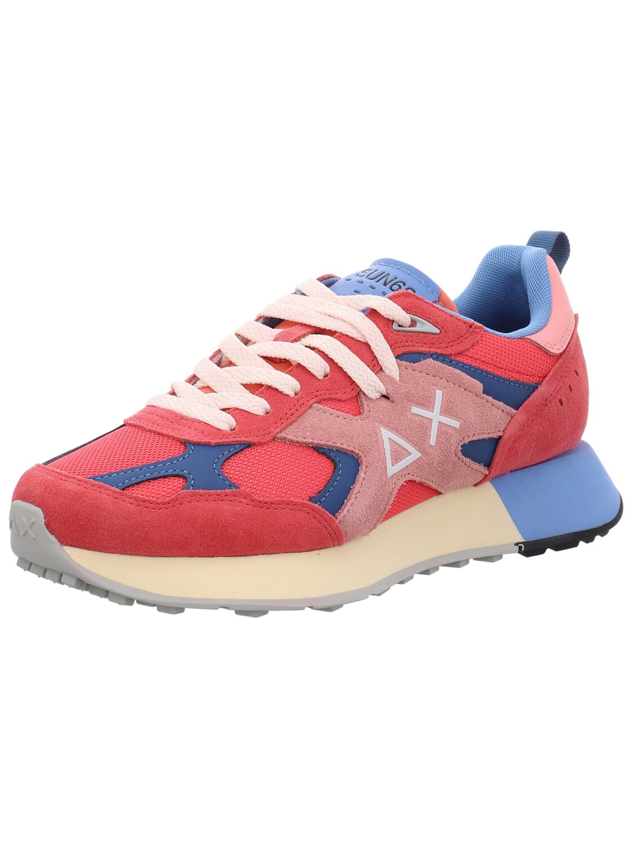 SUN68 Athletic Lace-Up Shoes 'Herren Sneaker Z35115-22 GERANIO Leder und Textil in rot' in Red: front