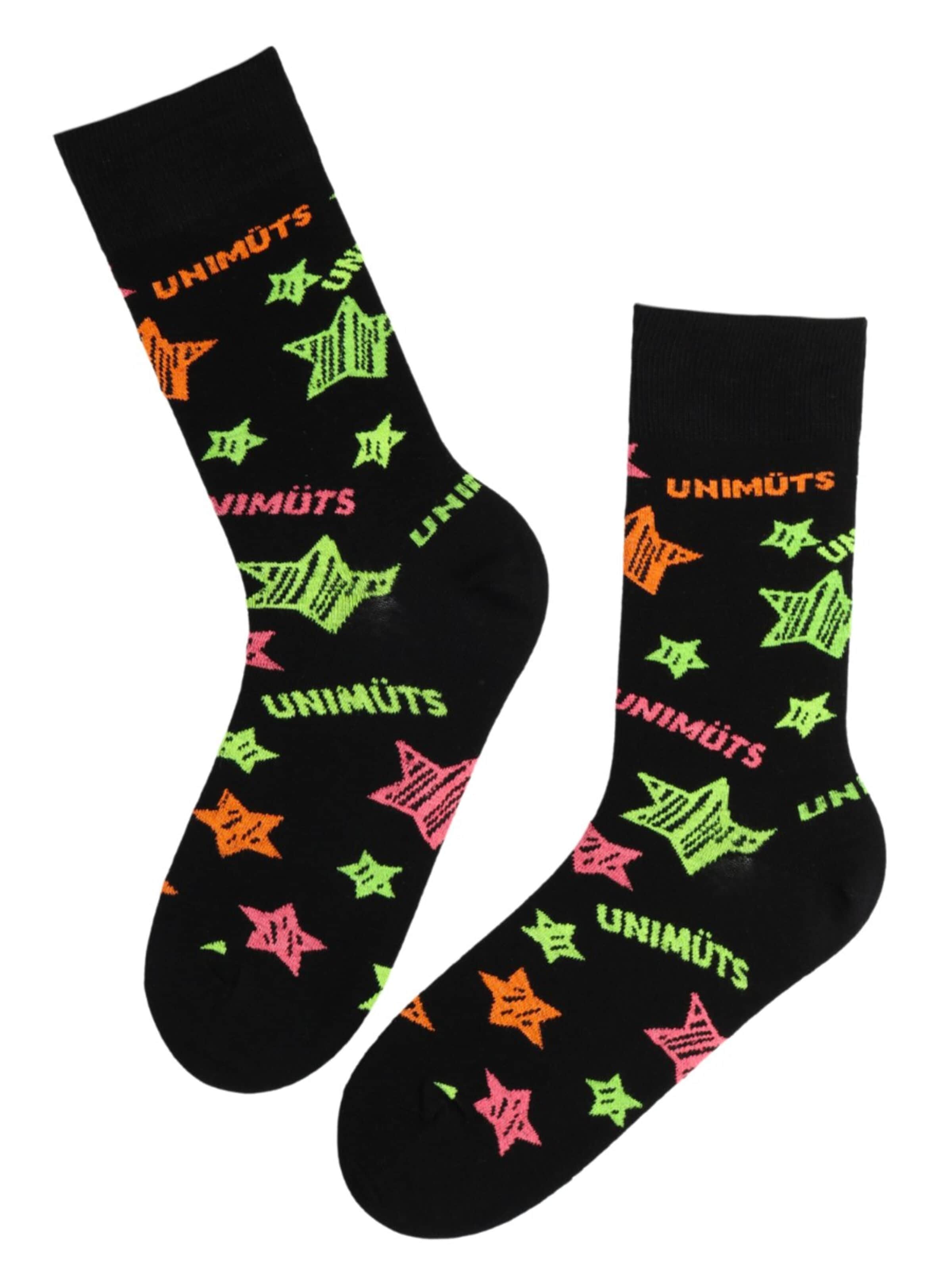 Chaussettes 'UNIMÜTS cotton socks with stars' Sokisahtel en noir : devant