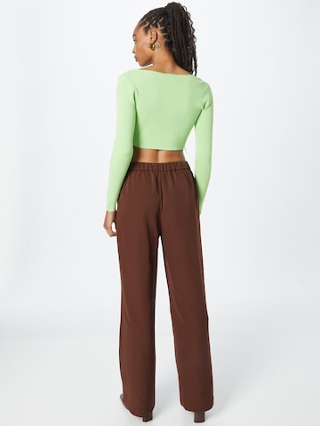 PIECES Wide leg Trousers 'PCBOZZY' in Brown