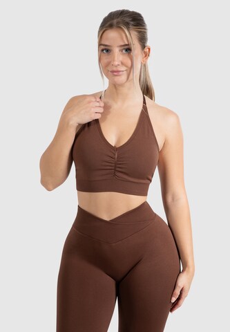 Bustier Soutien-gorge de sport Smilodox en marron : devant