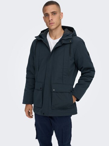 Only & Sons Winter parka 'Jayden' in Blue