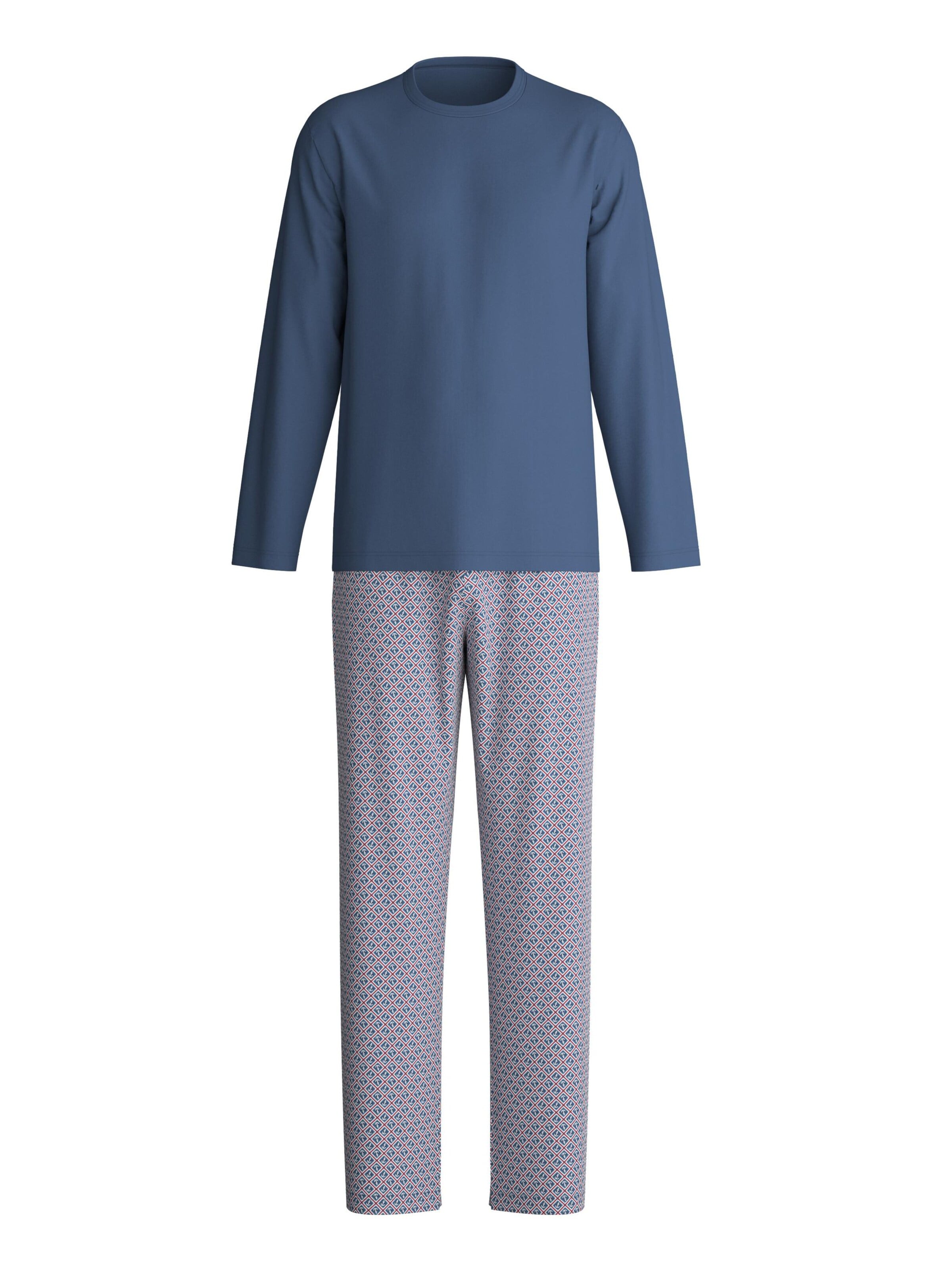 CALIDA Pyjama lang 'Cotton Special'‌‌‌‌‌‌ in Blau: Vorderseite